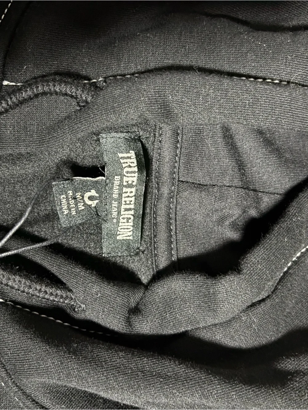 True Religion Black Zip-Up Hoodie with Contrast Stitching